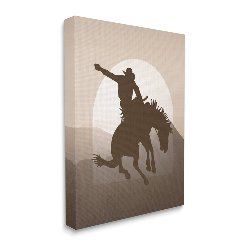 Silhouette de cowboy moderne par Karen Smith, Giclée encadrée noir minuit, H 20 po x l 16 po x P 1,5 po