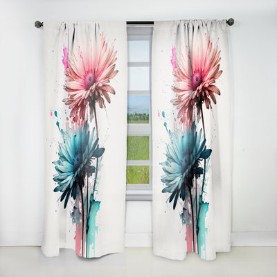 Kadence - Flower Gerbera III - Traditional Curtain - Velvet Room Darkening - 1 panel