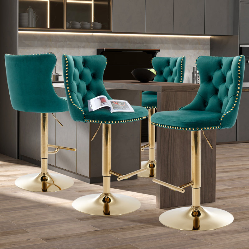 Tabourets de bar Kalinka, Or, Vert, 4