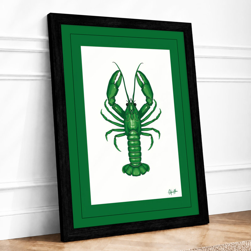 Green Lobster Study Botanical - Print, Black, A4 - 29.7 x 21.0 cm