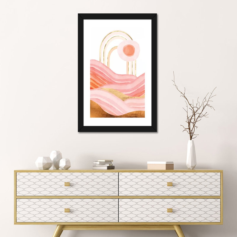 «Late Summer Sunset», reproduction d'impression, H 24 po x l 16 po x P 1 po, Papier encadré noir, Blanc