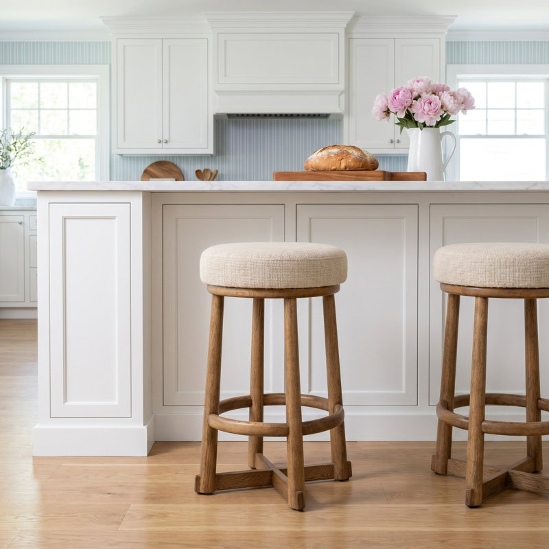 STARIA Swivel Upholstered Counter Stool with Solid Wood Frame