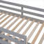 Lit superposé simple au-dessus d'un lit double en bois massif avec bureau intégré, gris neutre