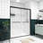 56 - 60"x74" Double Sliding Shower Door With Black Hardware, Chamfer Edged Glass, Handle, Safe Design For Bathroom Design, Mute Rollers