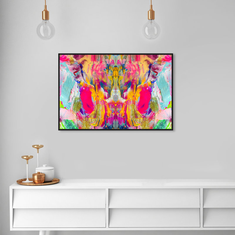 Symétrie - peinture sur toile à cadre flottant, Cadre flottant noir, H 24 po x l 36 po