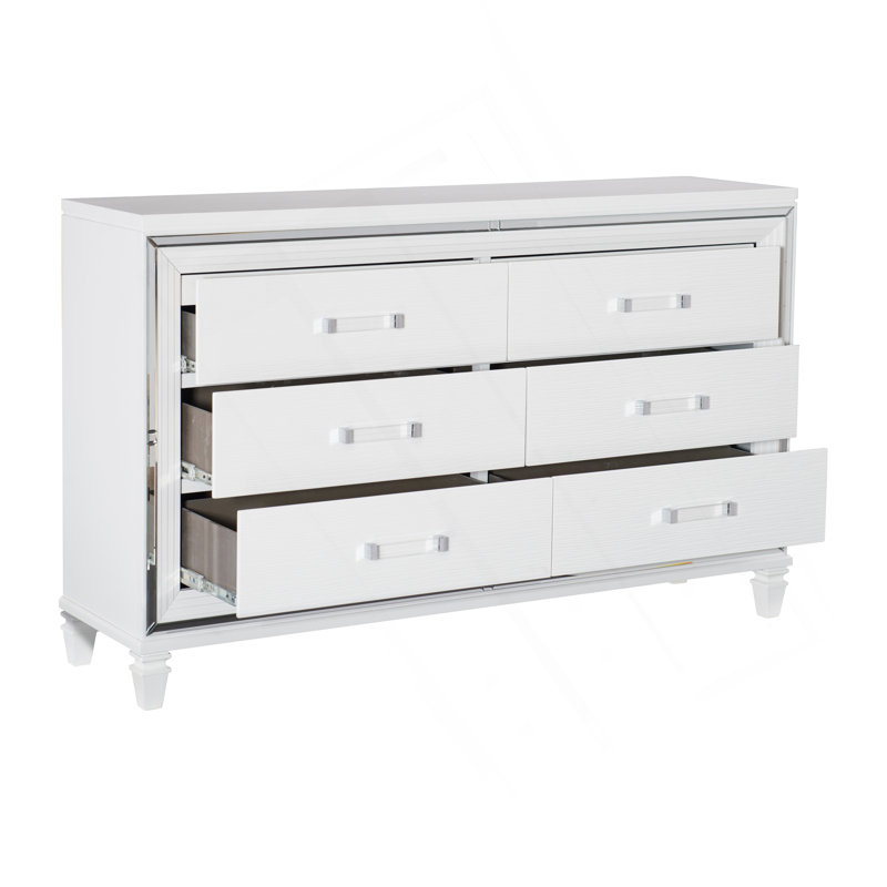 Commode de chambre à coucher en bois d'ingénierie blanc