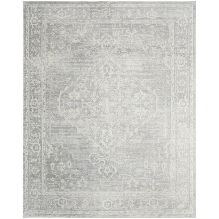 Bungalow Rose Harleigh Machine Washable Light Grey Vintage Indoor Rug