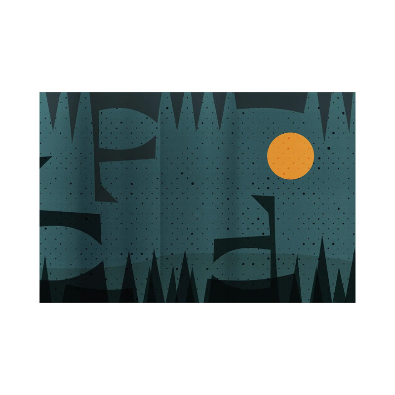 Abstract Geometric And Yellow Moon Landscape by Emmanuel Signorino - Wrapped Canvas Print, 66.04 cm H x 45.72 cm W