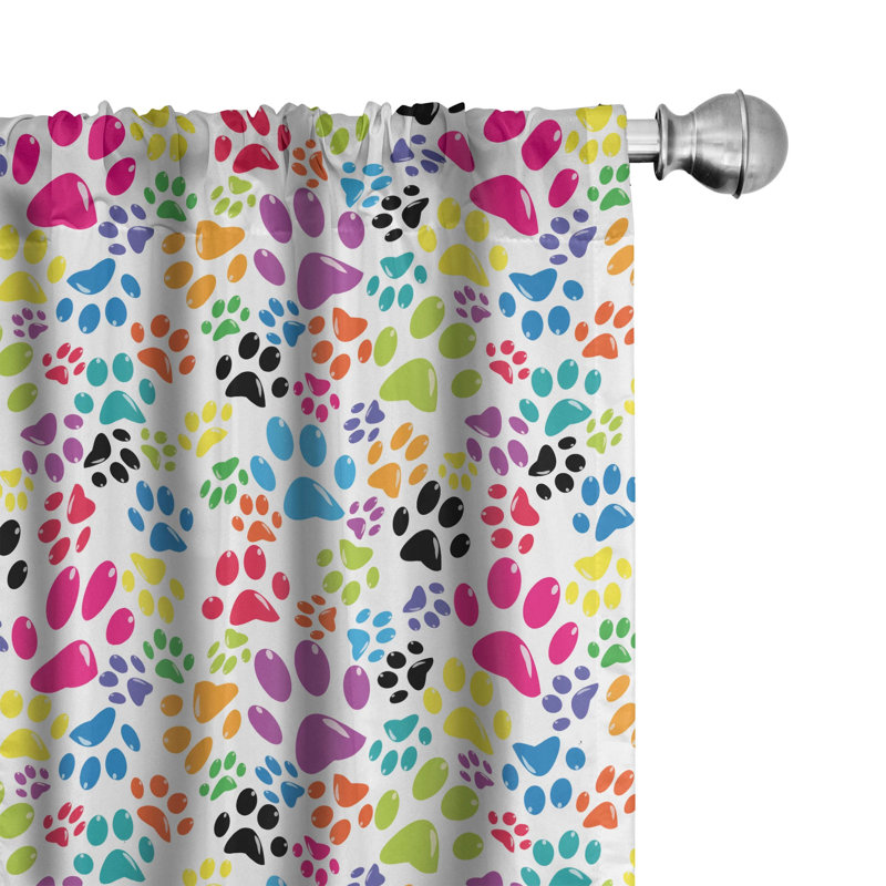 Dog Semi-Sheer Rod Pocket Curtain Panels, 28" x 84"