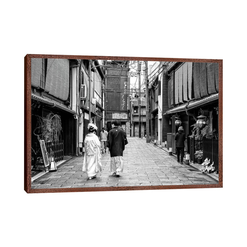 Day In Kyoto 1 Piece Floater Frame Wall Art on Canvas, Classic Wood Framed