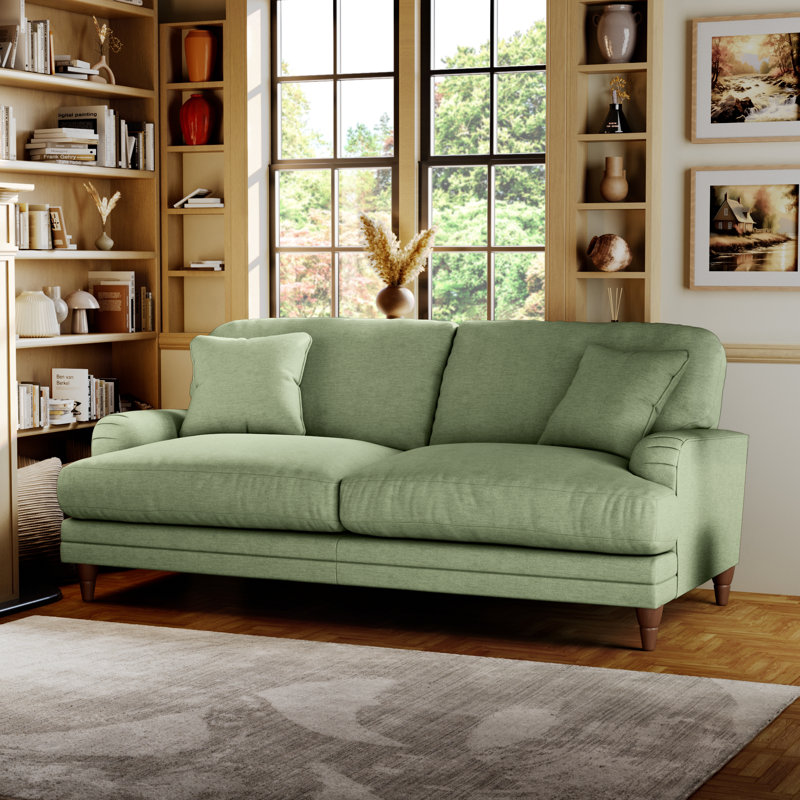 Adaku 3 Seater Sofa , Tropical Green, Burnished Beech