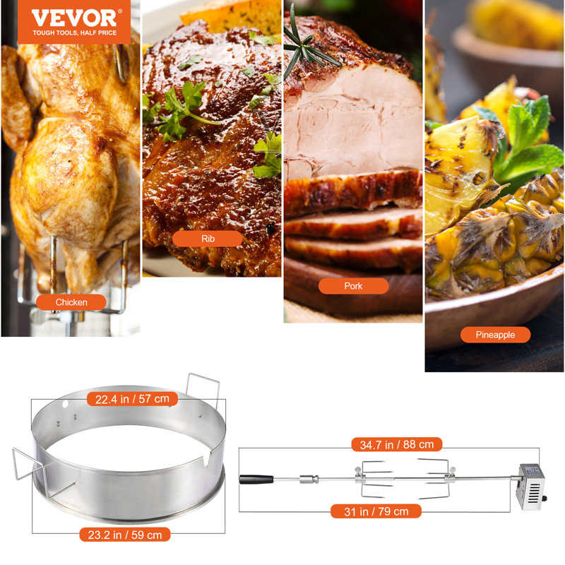 Stainless Steel Non-Stick Dishwasher Safe Rotisserie