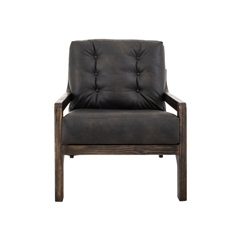 Structure en bois, fauteuil rembourré, Noir