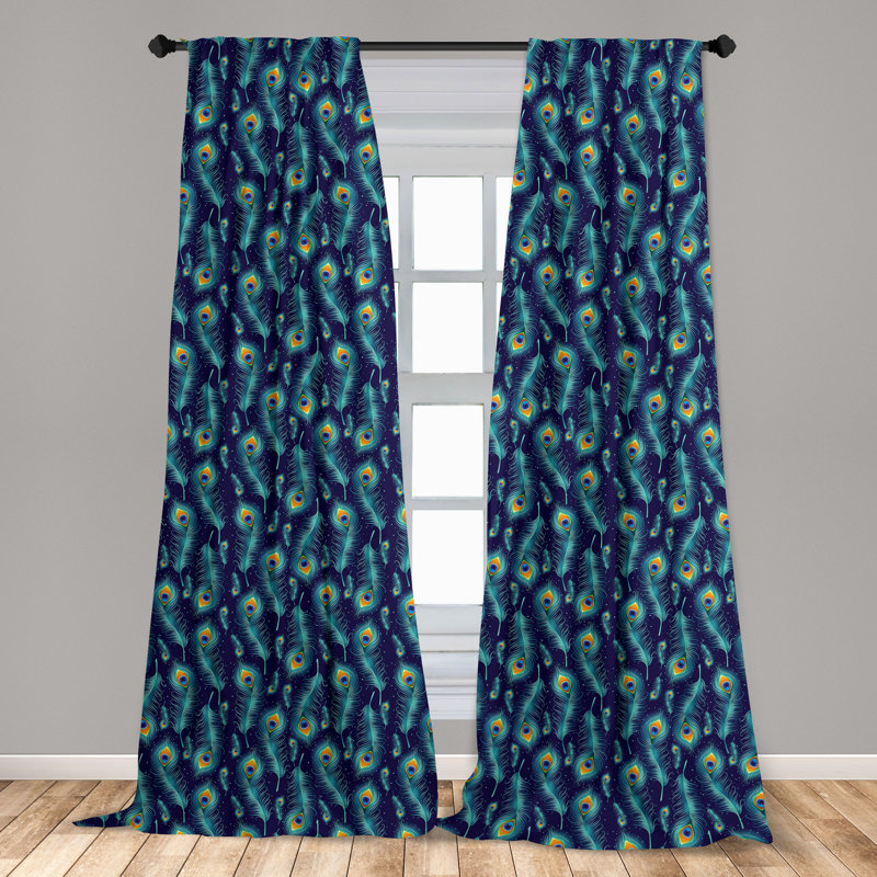 Peacock Semi-Sheer Rod Pocket Curtain Panels, 28" x 84"