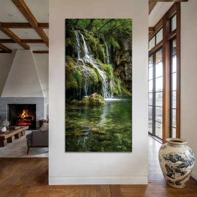 Waterfall Wall Art, Nature Landscape Wall Art for Living Room, Waterfall Pictures for Wall Landscape Painting, Nature Pictures Wall Decor for Bedroom Office, Waterfall Canvas Wall Art Painting Ready to Hang 16" × 32"