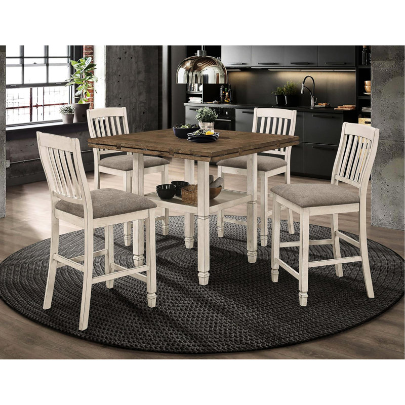 2 tabourets de comptoir rustiques crème - siège de 26 po de hauteur, 17,5 po de profondeur, dossier, chaises de qualité 2 pièces, dossier à lattes en finition, ht, sièges polyvalents