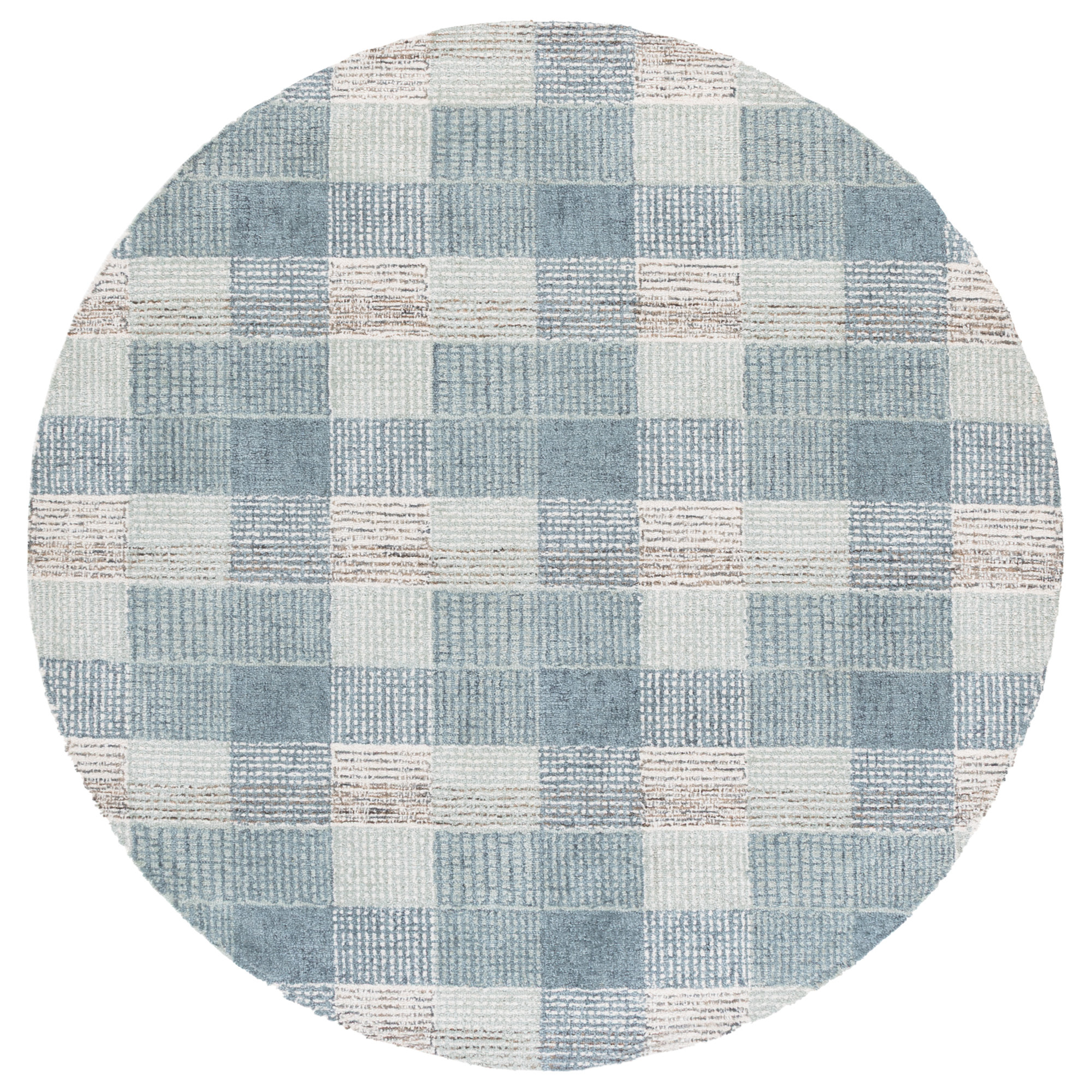 Genre Hand Tufted Wool;Cotton Plaid Rug, Round 6'