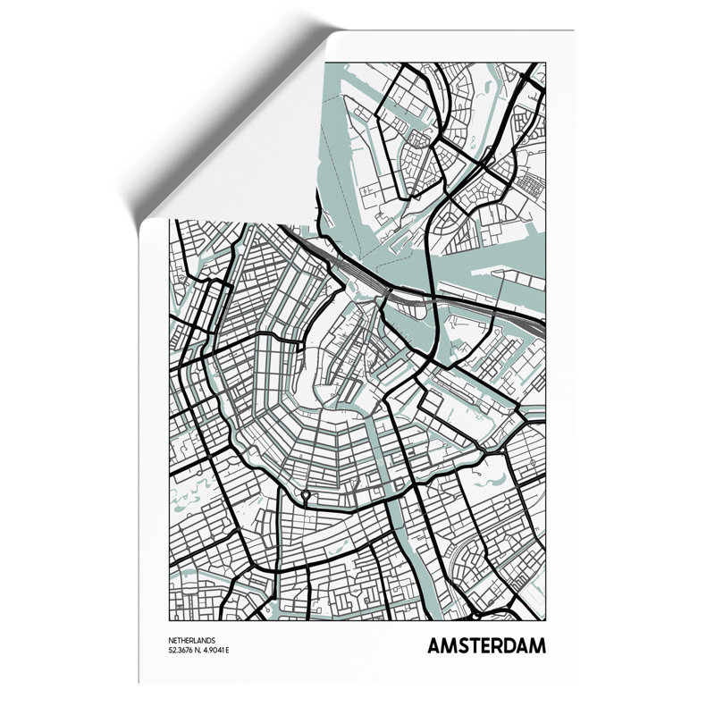 Map Amsterdam NETHERLANDS - Frameless Print, 84cm H x 59cm W x 0.1cm D