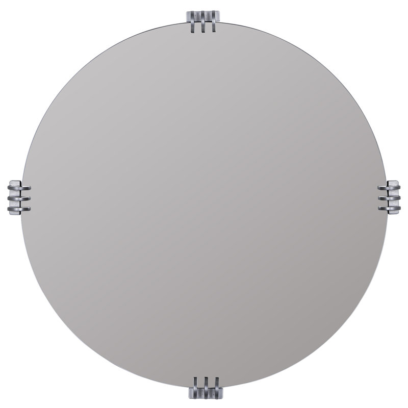 Aubrey Round Beveled Mirror, Silver