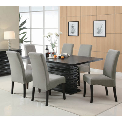 Pedestal Dining Set in Black and Gray