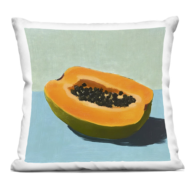 Coussin décoratif imprimé "Nature morte" bleu papaye par Walker Noble, Orange