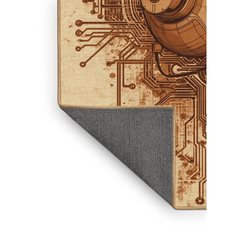 Tapis brun moelleux moelleux et moelleux au look rustique moderne, 5 x 7