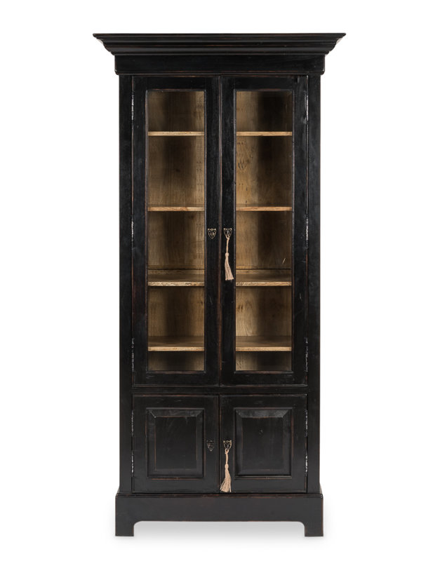 Ebony Black Adjustable Wood Traditional Bookcase