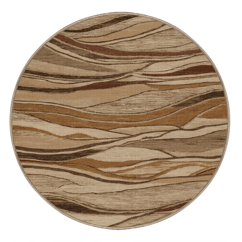 Machine Washable Persian Beige Area Rug, Round 5'