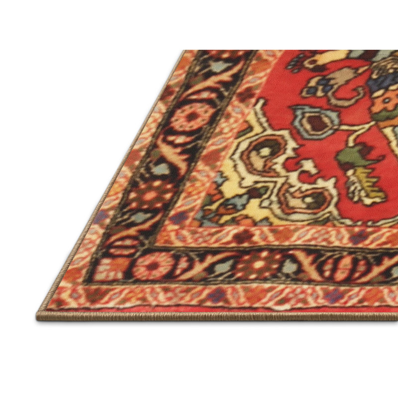 Tapis traditionnel rouge / noir Anel, Rectangle 2 pi x 3 pi
