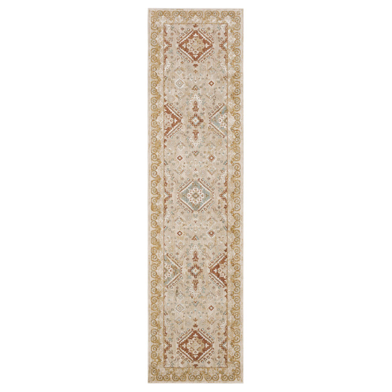 Tapis intérieur crème en polyester Windermere Karastan Raven Glass, Tapis de couloir 2 pi 6 po x 10 pi