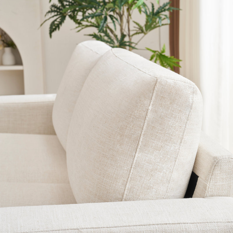 Canapé Laurice 85 po CAL117, Mélange de lin beige, H 33,3 po x l 85 po x P 35 po