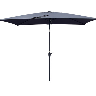 9x6ft Patio Umbrella Outdoor, Colorfast Canopy With Crank And Tilt For Pool Backyard Easy-assemble Water