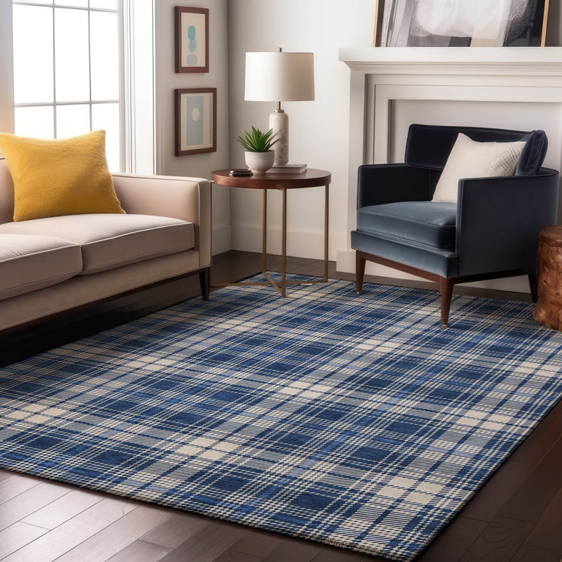 Premium Machine Washable Naglee AMF993 Plaid Rug, Rectangle 8' x 10'