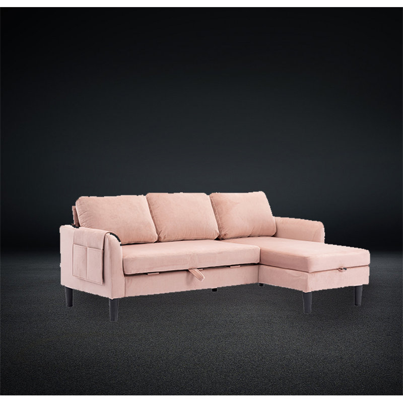 Kianie Upholstered 72.4'' Sofa & Chaise, Pink Polyester Blend