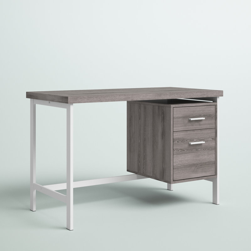 Siemens Metal Base Computer Desk, Dark Taupe / Silver