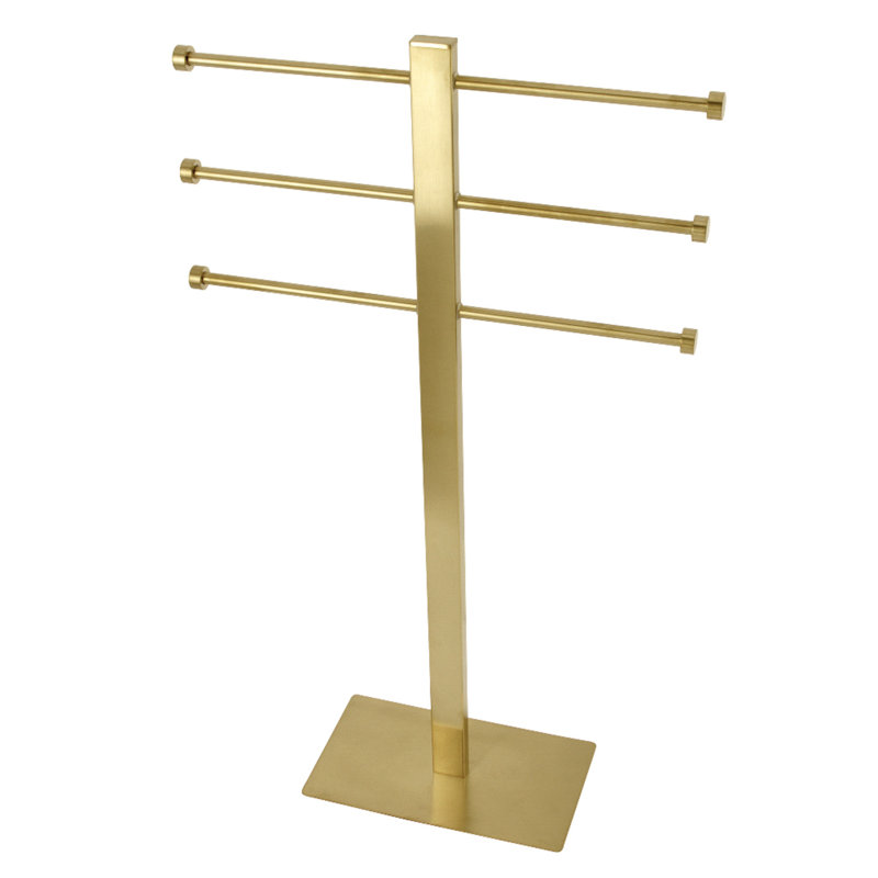 Kingston Brass Edenscape Freestanding Triple Towel Rack, Brushed Brass