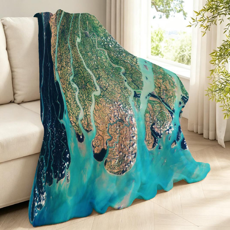 Jeté en molleton transparent ultra doux, imprimé bord de mer, Throw 40" x 50"