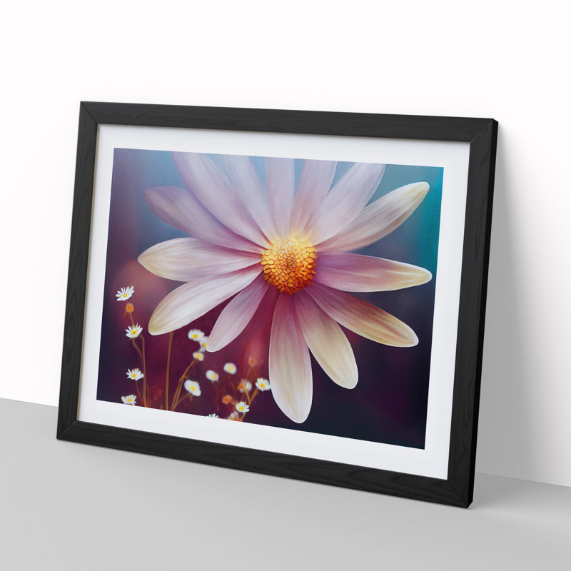 XH1022-377X Adorable Daisy Flower - Single Picture Frame Print, Black, 46cm H x 64cm W x 2cm D