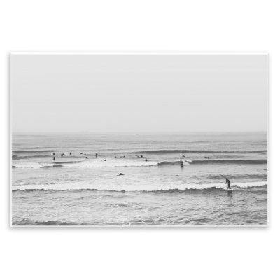Surfers Riding Waves Monochrome Wall Plaque, design by Sisi and Seb