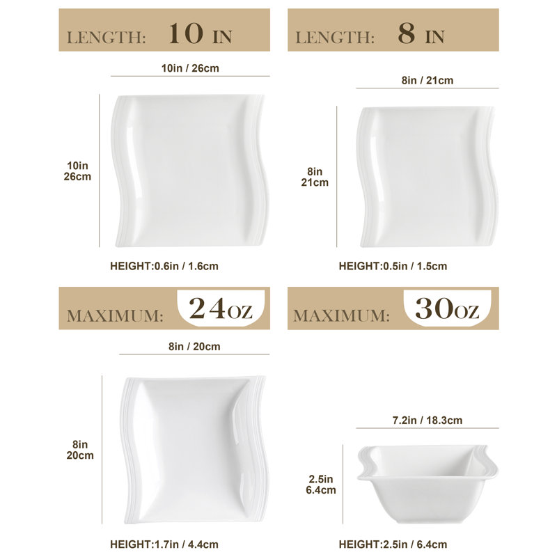 Flora Series, 32-piece Ivory White Porcelain China Dinnerware Set, Service For 8 