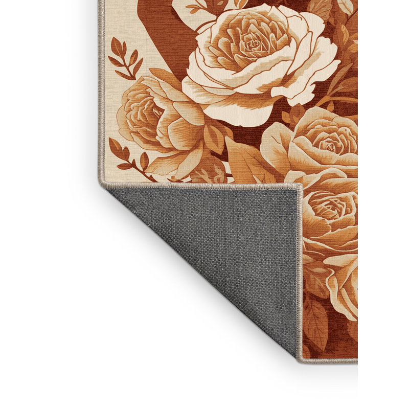 Tapis floral moelleux et doux à motif floral de couleur bohème et satyre beige, 8 x 10