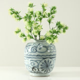 Approx. 12 Inches Subtle Blue and White Vase with Floral Motif
