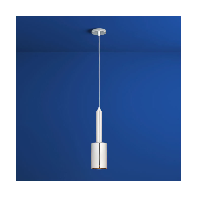 Luminaire suspendu cylindrique 1 lumière Spindle, Chrome poli, Miroir