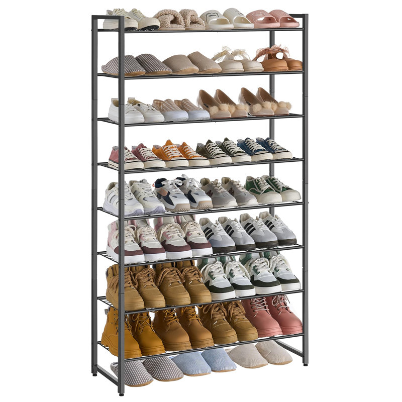 8 Tier Shoe Rack, Metal Shoe Organizer, Shoe Rack Max Holds 40 Pairs,Shoe Storage Shelf for Closet,Entryway, Black