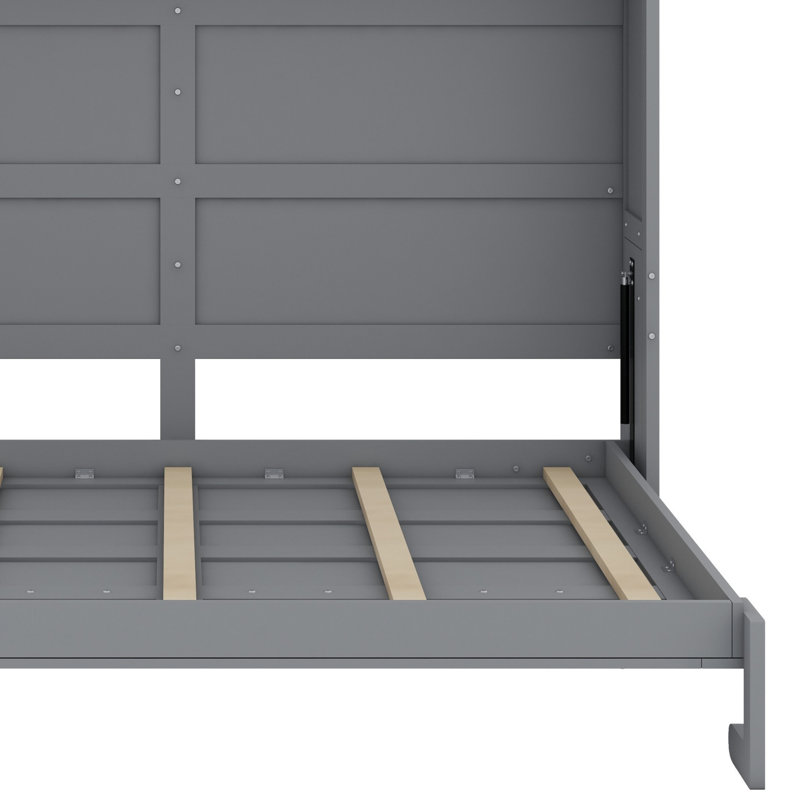 Lit escamotable mural Murphy avec tablettes et USB, gris
