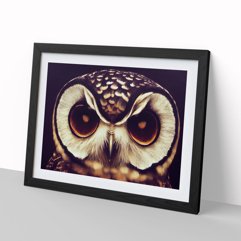 Exquisite Owl - Single Picture Frame Print, Black Framed, 34cm H x 46cm W x 2cm D