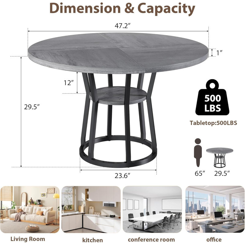 Dining Table, Gray / Black