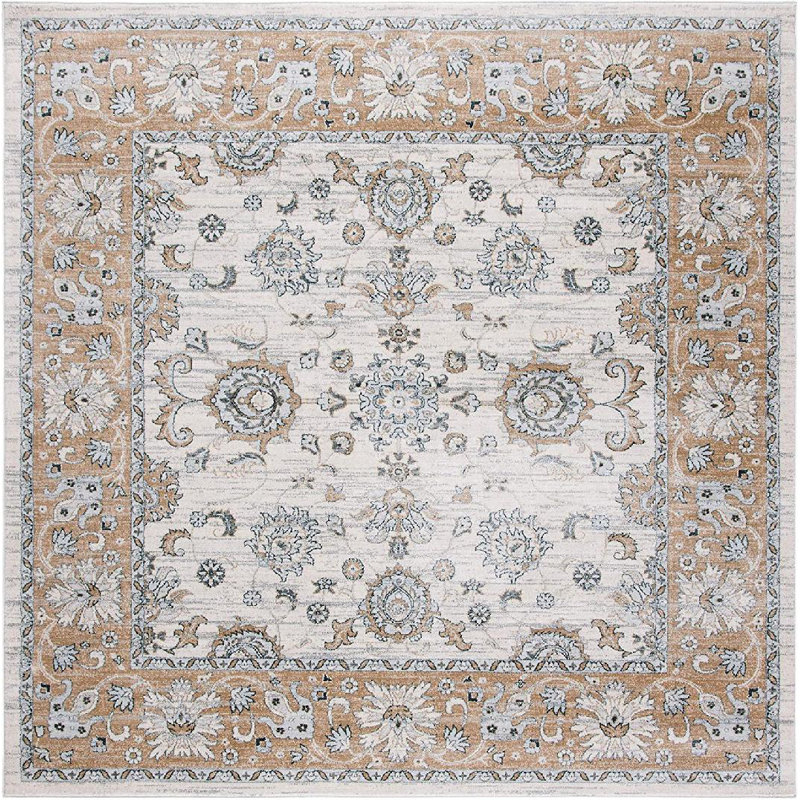 Aayat Abstract Navy/Gray Area Rug, Square 5'3"
