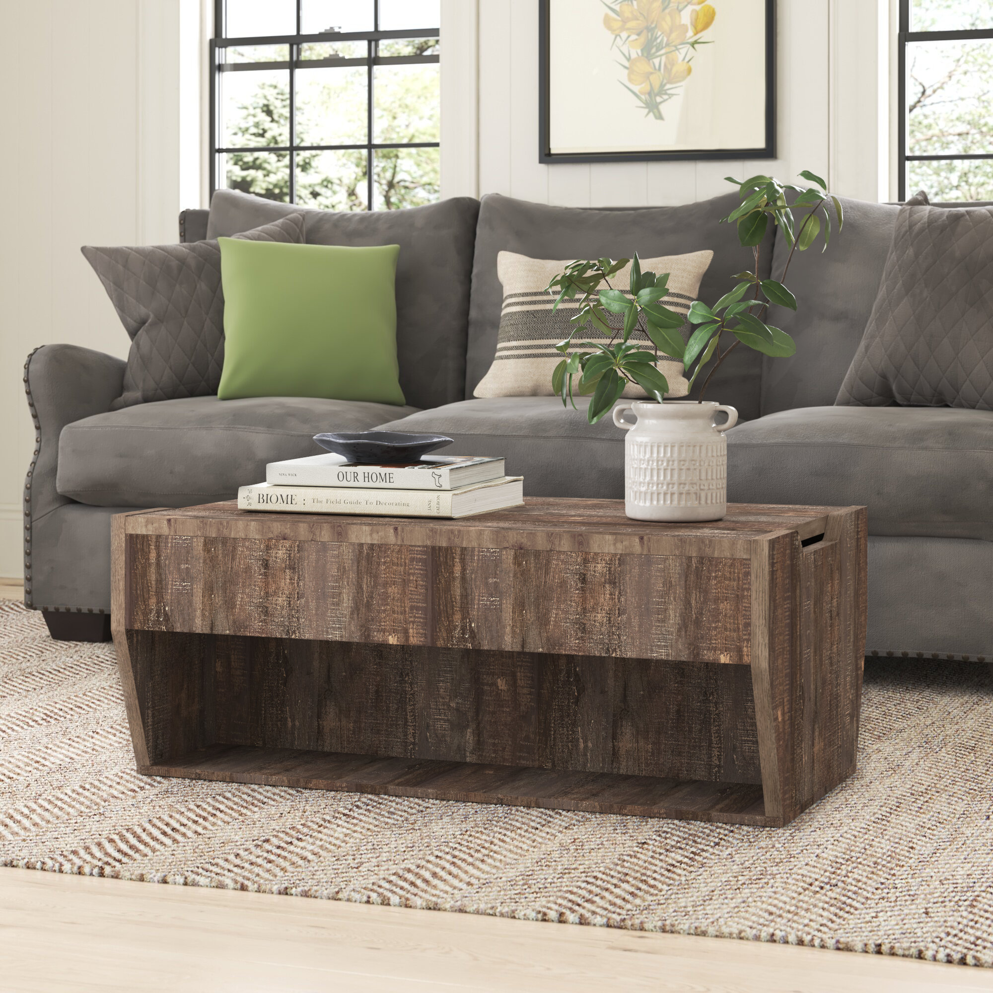 Wade Logan Lateafa Lift Top Floor Shelf 1 Coffee Table with Storage