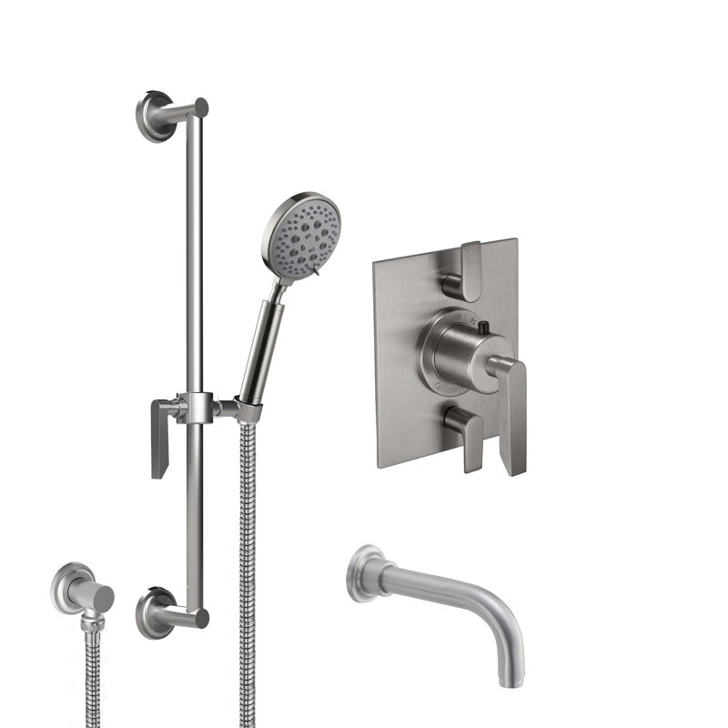 Rincon Bay Styletherm 1.8-Gpm 0.5-Inch Thermostatic Complete Shower System With Handshower Slide Bar And Tub Spout